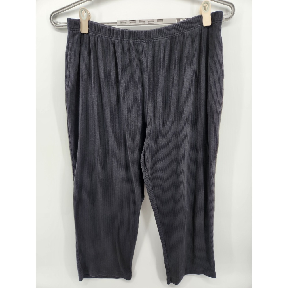 Woman Within Womens 3X Black Knit Casual Lounge‎ Crop Pants Elastic Waist